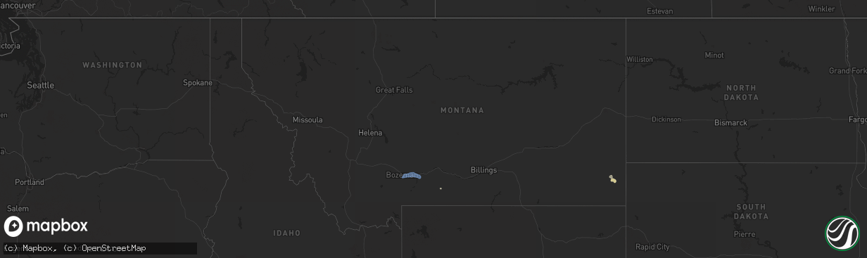 Hail map in Montana on July 4, 2021