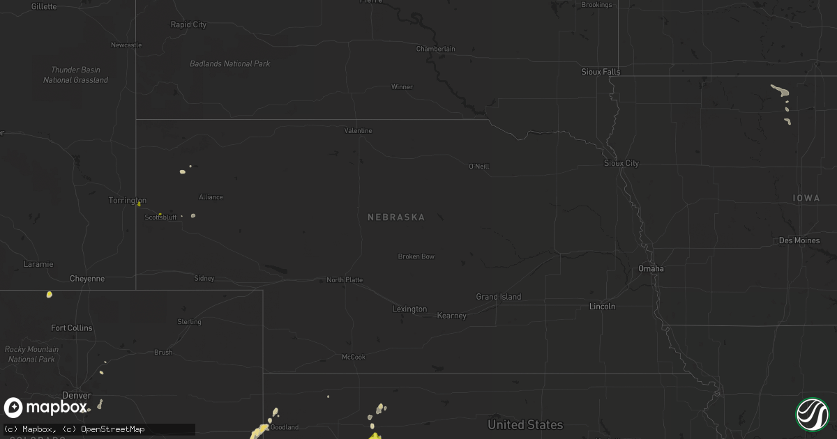 Hail map in Nebraska on July 4, 2021