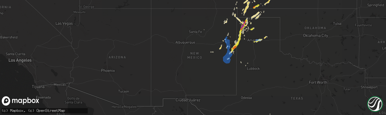 Hail map in New Mexico on July 4, 2021