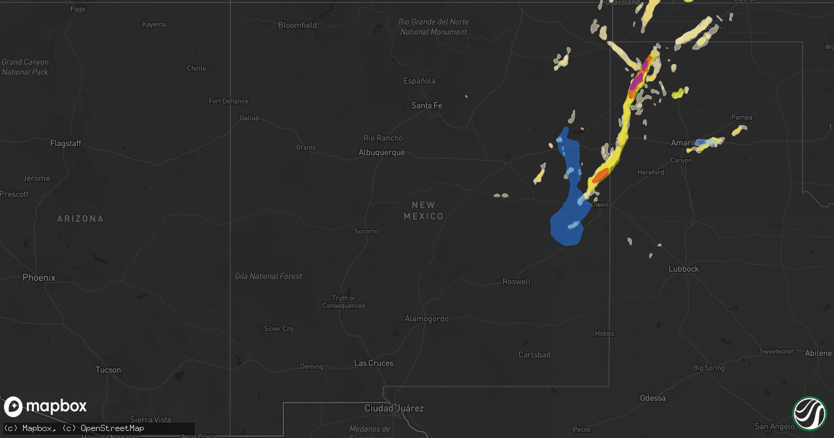 Hail map in New Mexico on July 4, 2021