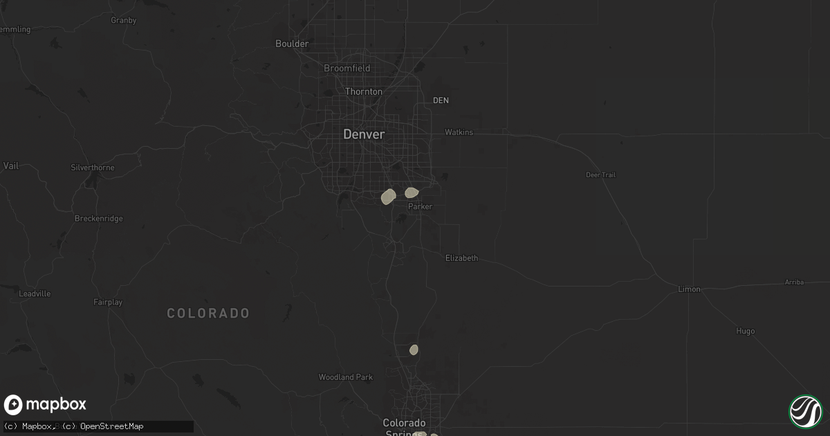 Hail map in Parker, CO on July 4, 2021