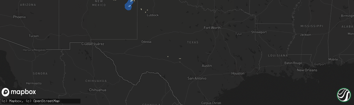 Hail map in Texas on July 4, 2021