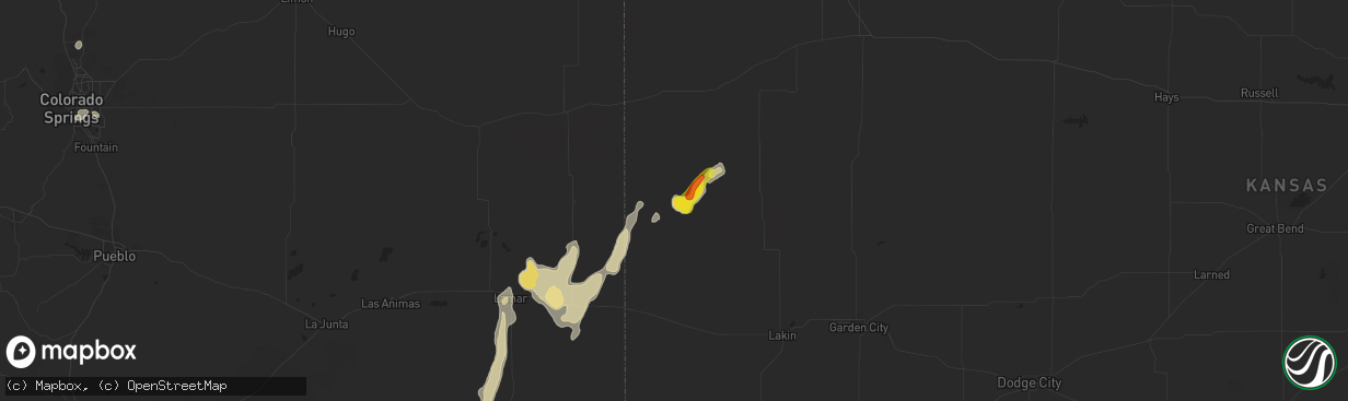 Hail map in Tribune, KS on July 4, 2021