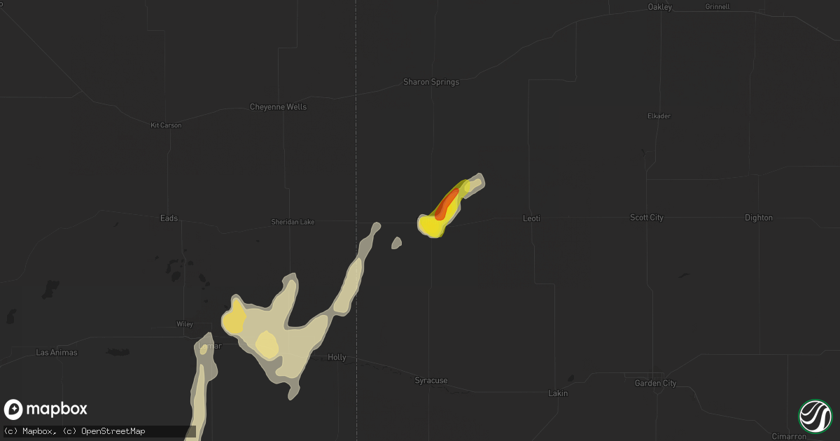 Hail map in Tribune, KS on July 4, 2021