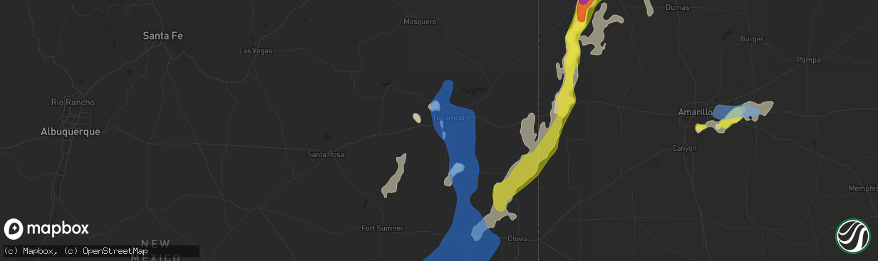 Hail map in Tucumcari, NM on July 4, 2021