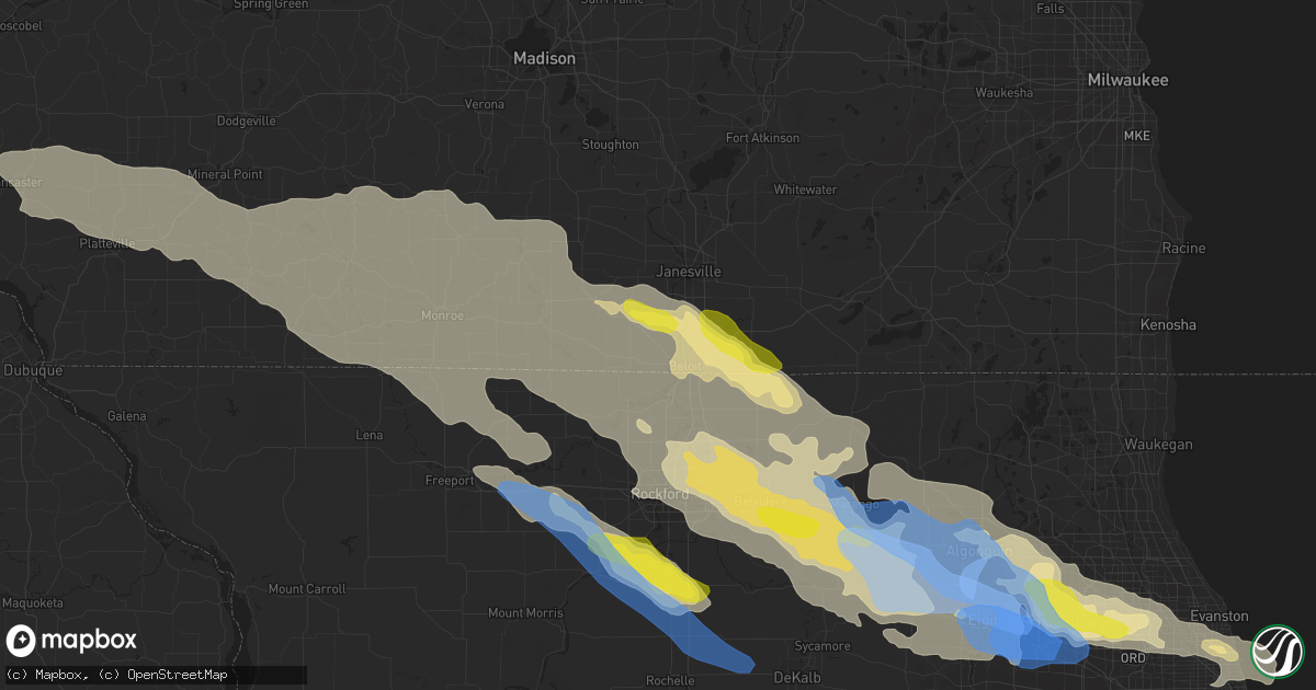 Hail map in Beloit, WI on July 4, 2022