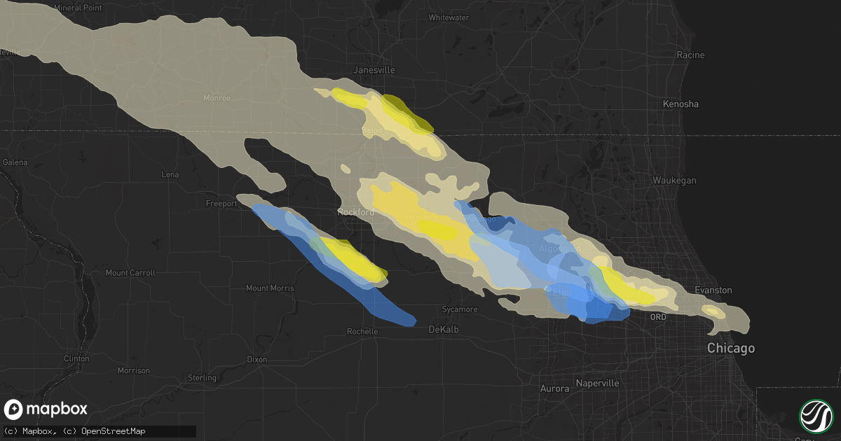 Hail map in Belvidere, IL on July 4, 2022