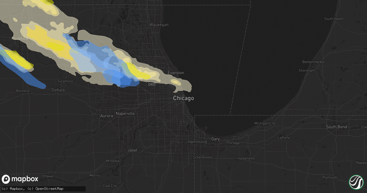 Hail map in Chicago, IL on July 4, 2022