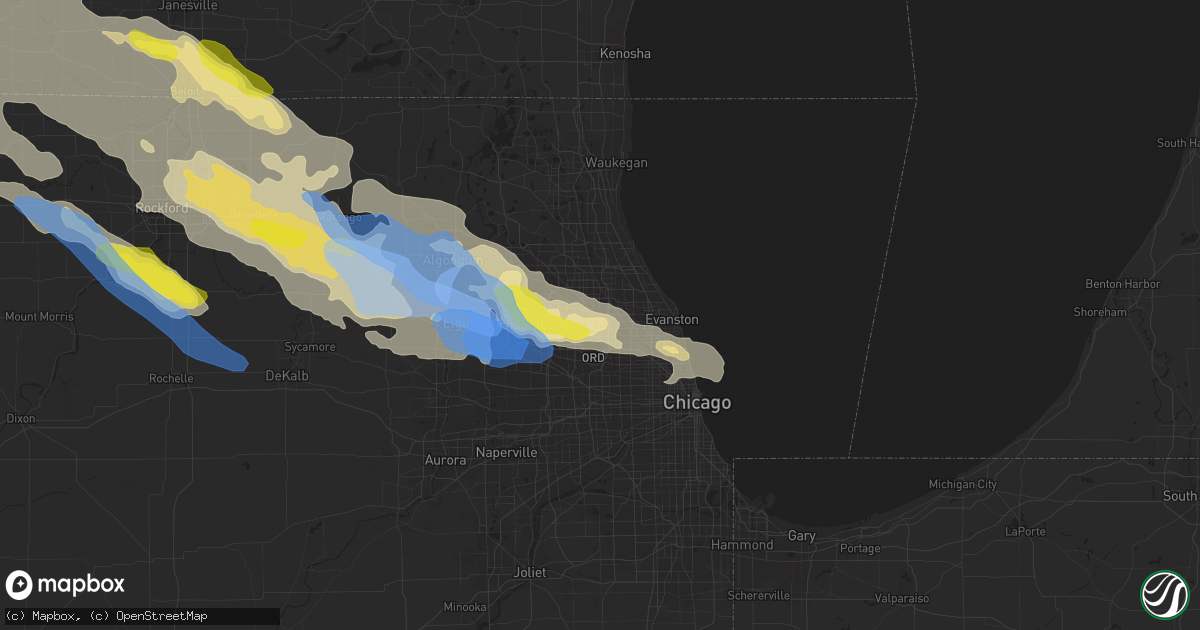 Hail map in Des Plaines, IL on July 4, 2022