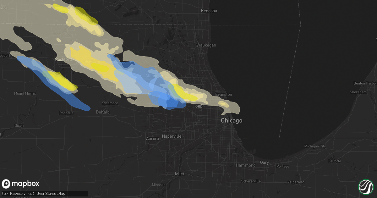 Hail map in Elk Grove Village, IL on July 4, 2022
