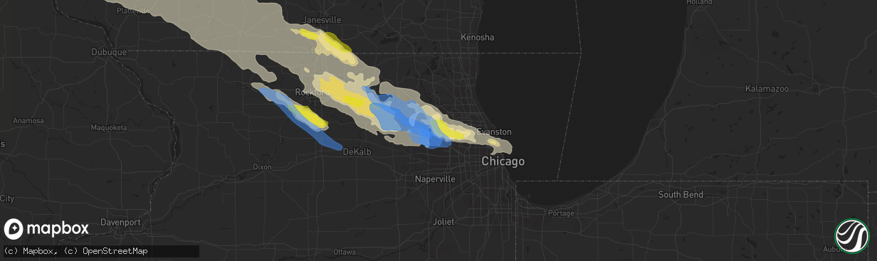 Hail map in Hoffman Estates, IL on July 4, 2022