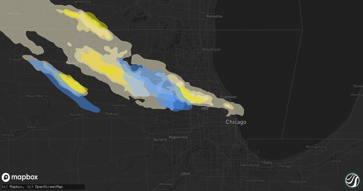 Hail map in Hoffman Estates, IL on July 4, 2022