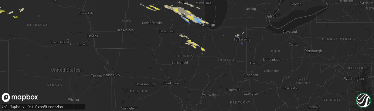 Hail map in Illinois on July 4, 2022