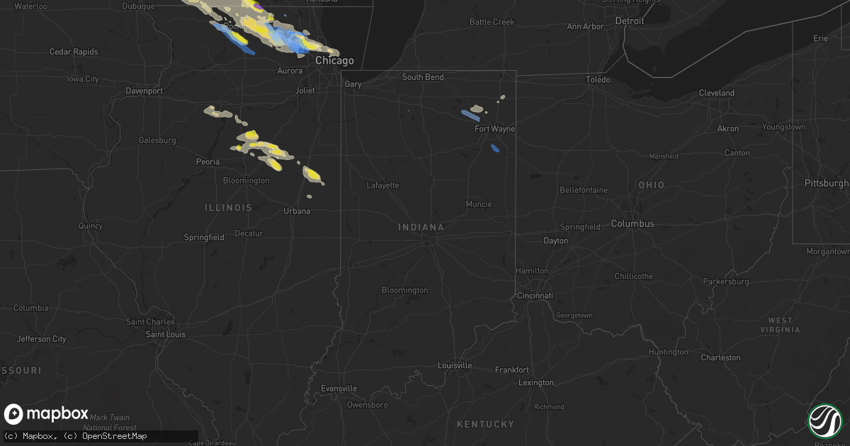 Hail map in Indiana on July 4, 2022