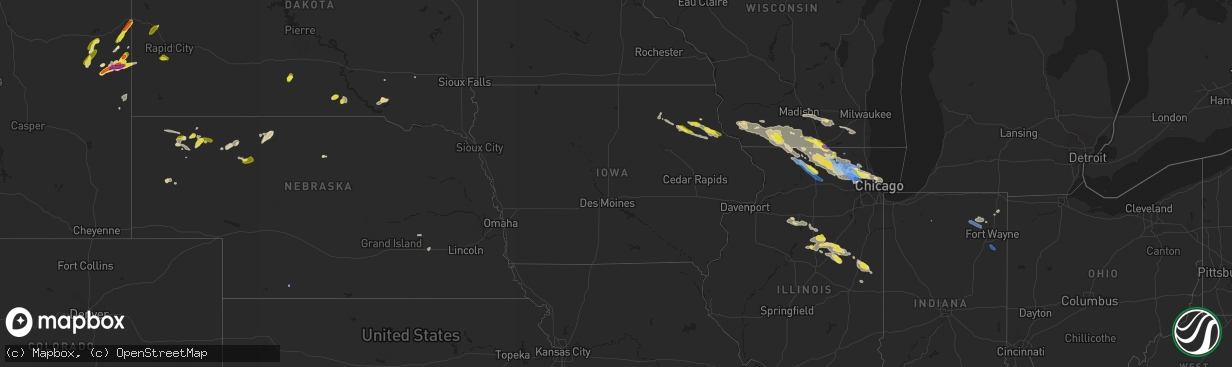 Hail map in Iowa on July 4, 2022