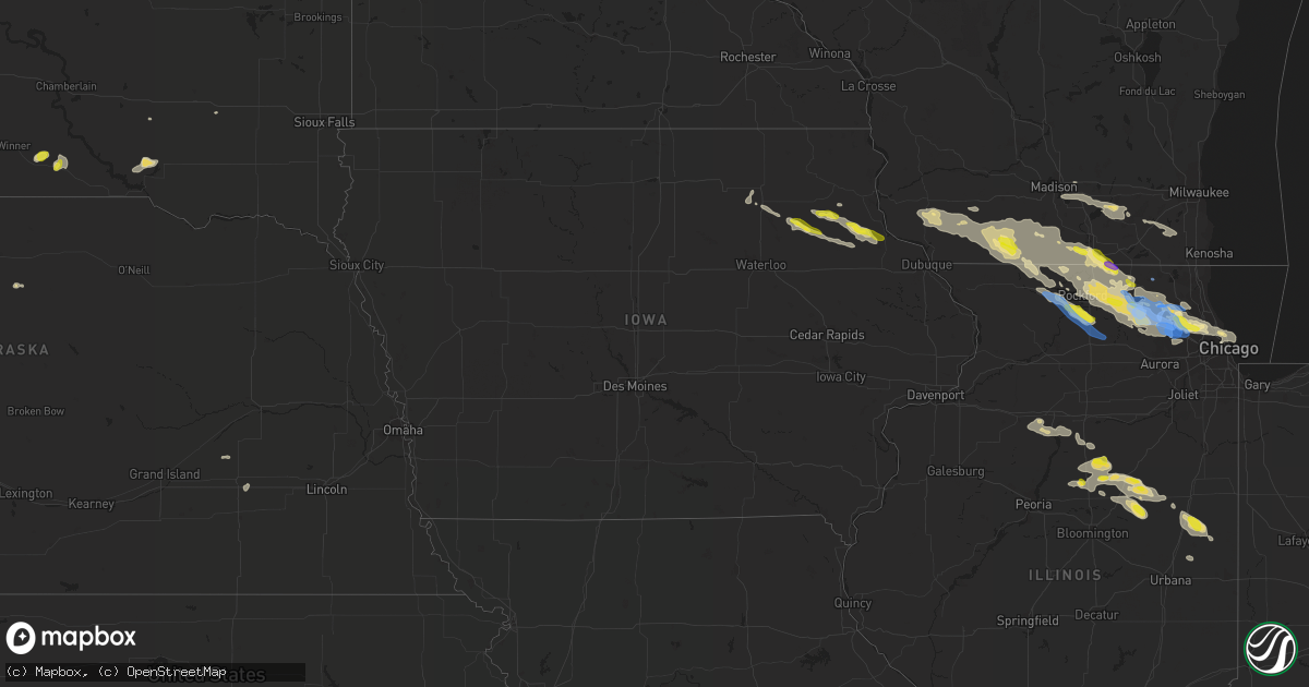 Hail map in Iowa on July 4, 2022