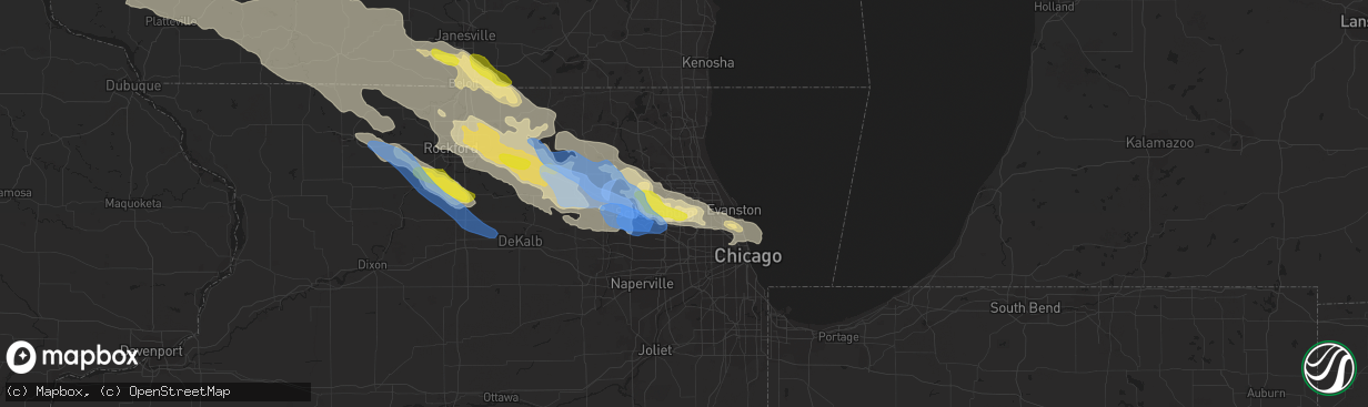 Hail map in Mount Prospect, IL on July 4, 2022