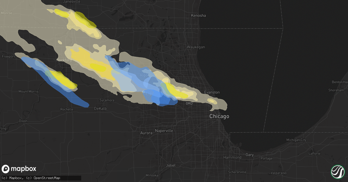 Hail map in Schaumburg, IL on July 4, 2022