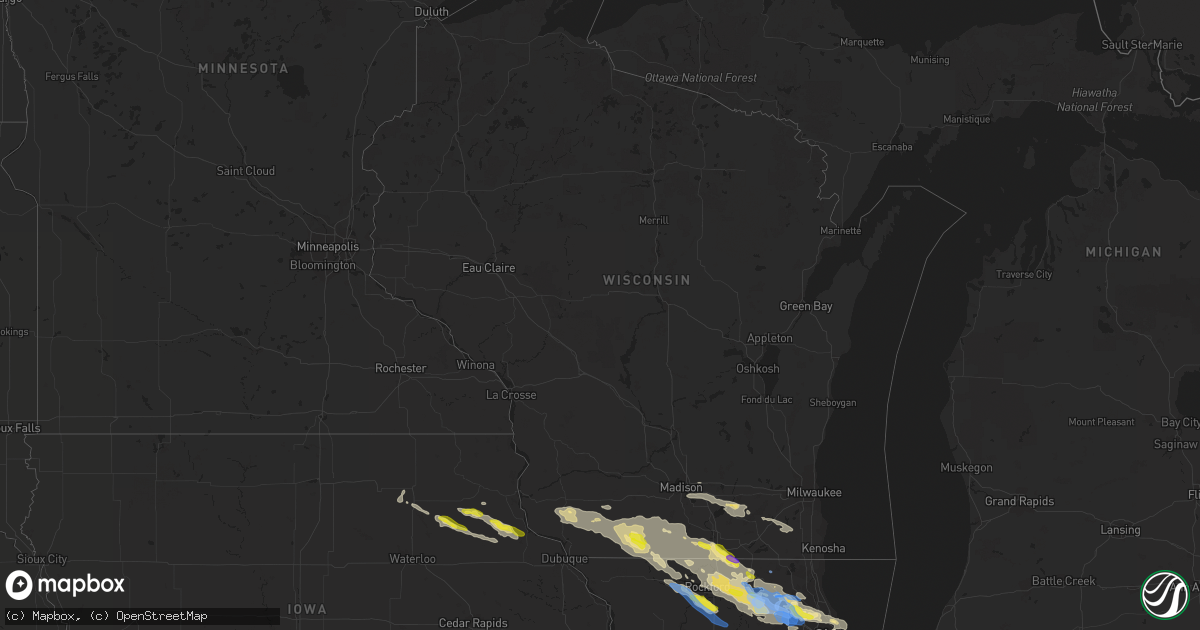 Hail map in Wisconsin on July 4, 2022