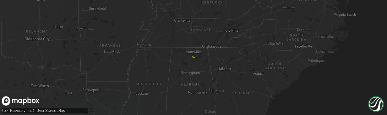 Hail map in Alabama on July 4, 2023