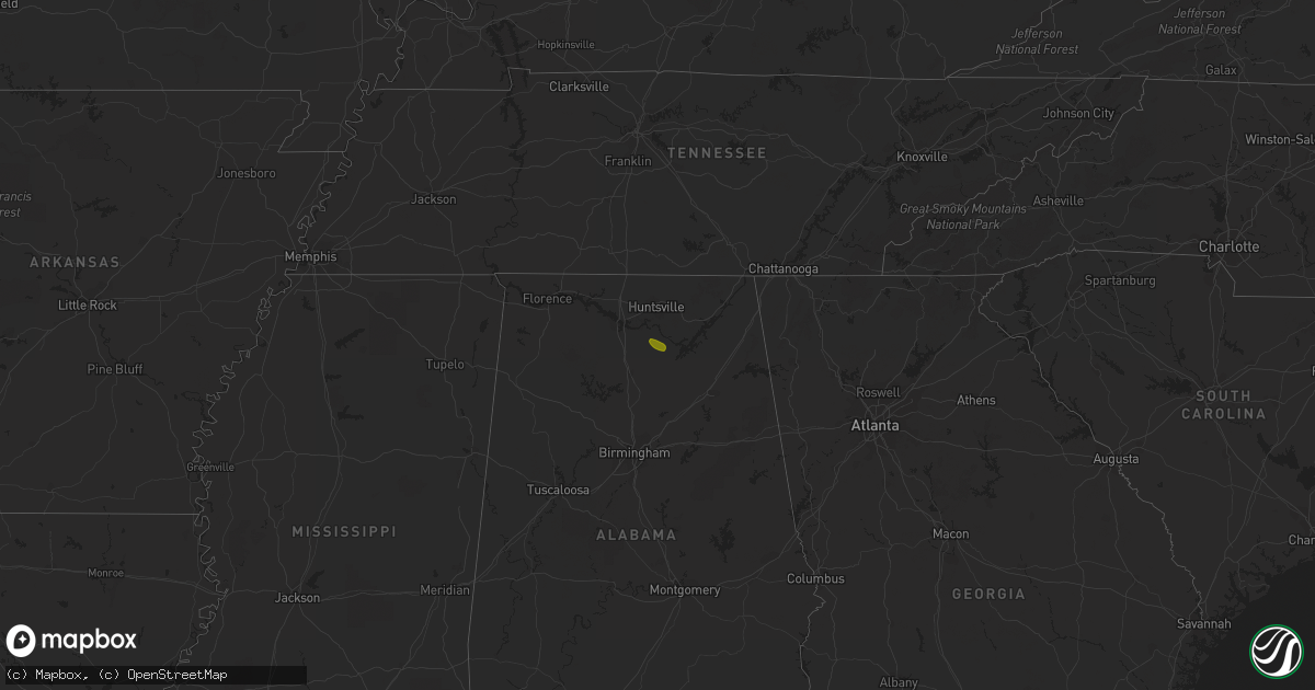 Hail map in Alabama on July 4, 2023