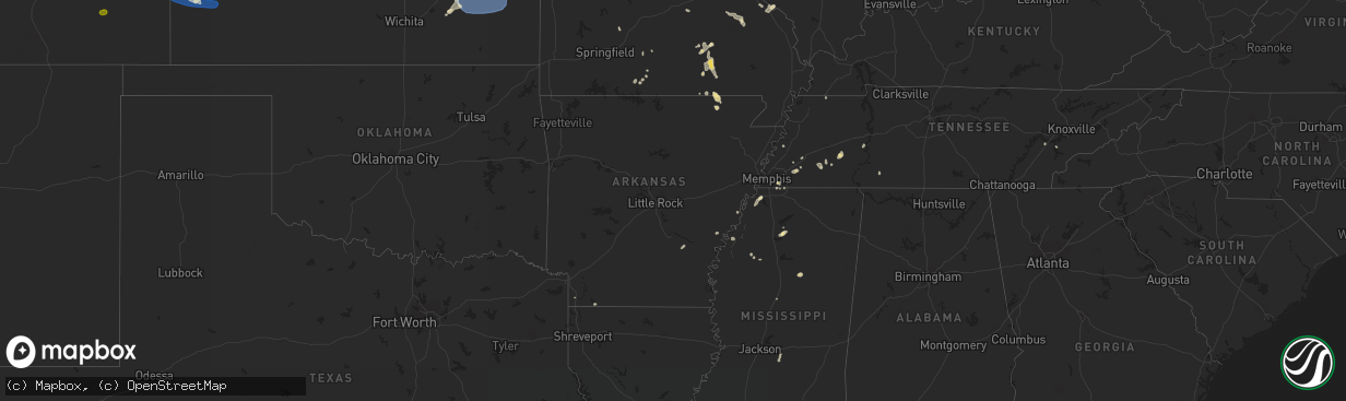 Hail map in Arkansas on July 4, 2023