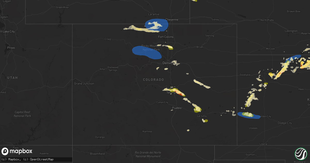 Hail map in Colorado on July 4, 2023