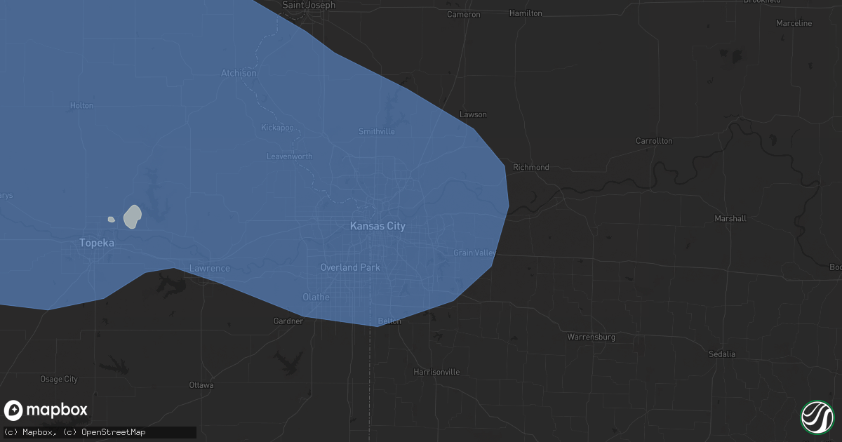 Hail map in Independence, MO on July 4, 2023