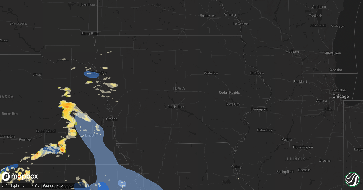 Hail map in Iowa on July 4, 2023