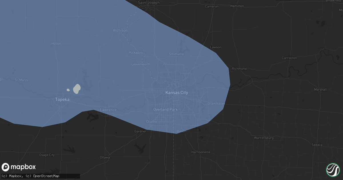 Hail map in Kansas City, KS on July 4, 2023