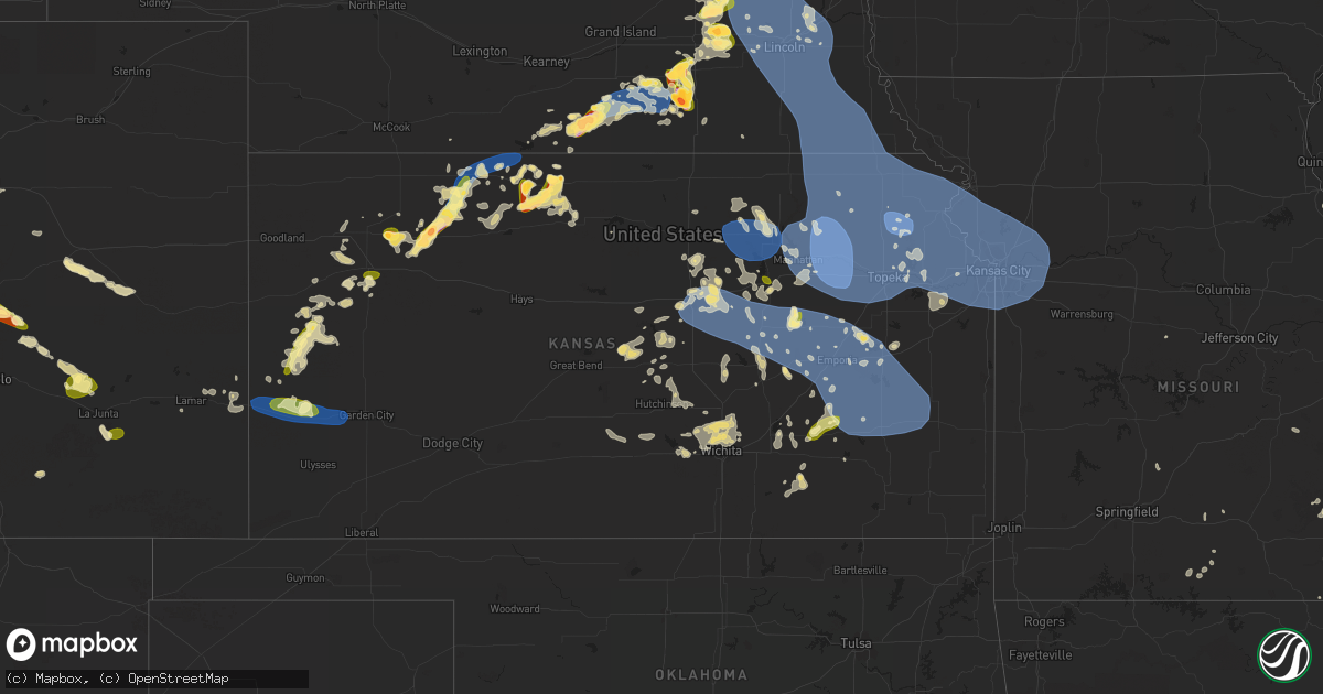 Hail map in Kansas on July 4, 2023