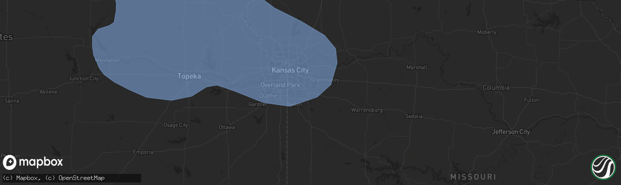 Hail map in Lees Summit, MO on July 4, 2023