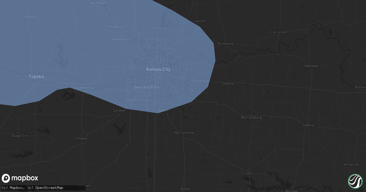 Hail map in Lees Summit, MO on July 4, 2023