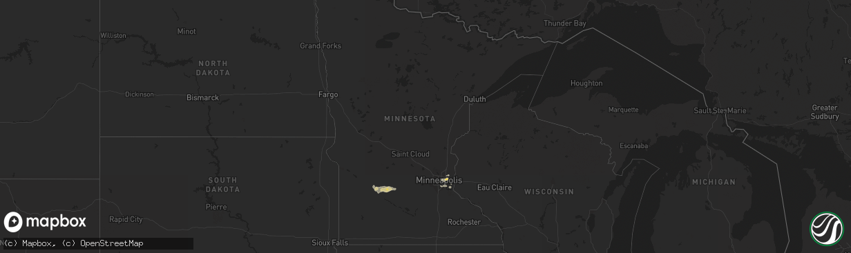Hail map in Minnesota on July 4, 2023