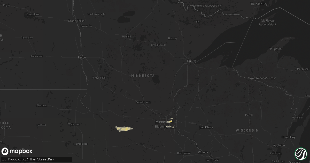 Hail map in Minnesota on July 4, 2023