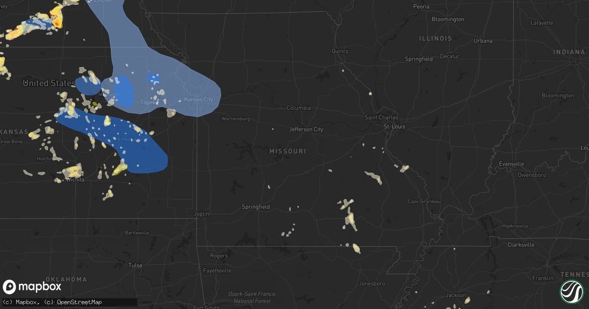 Hail map in Missouri on July 4, 2023
