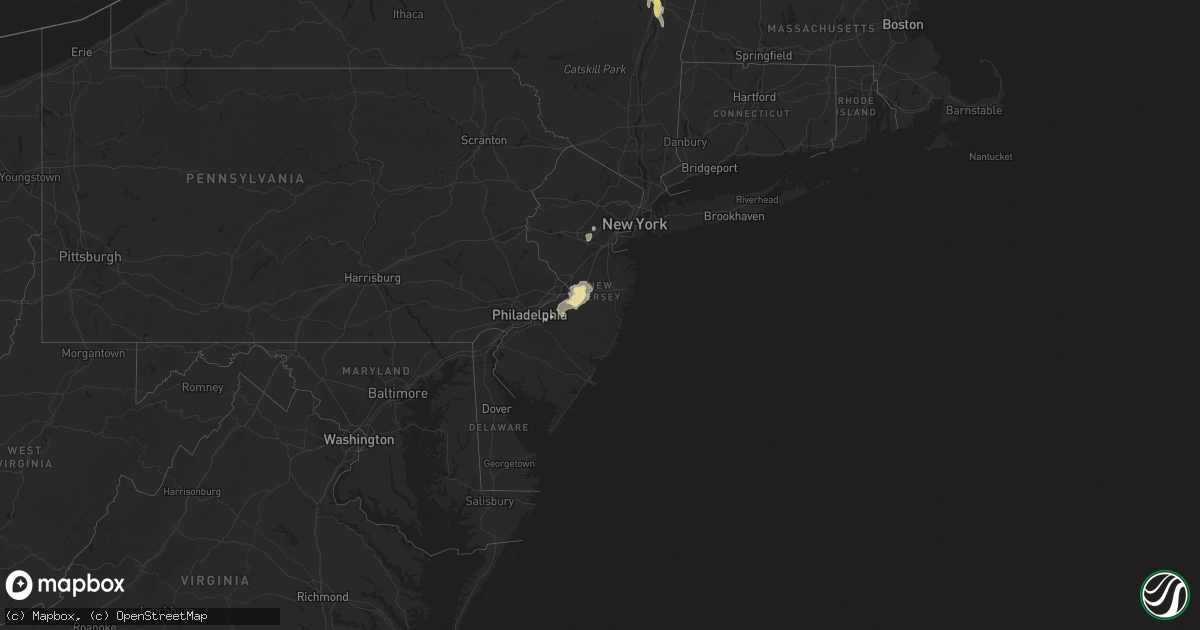 Hail map in New Jersey on July 4, 2023