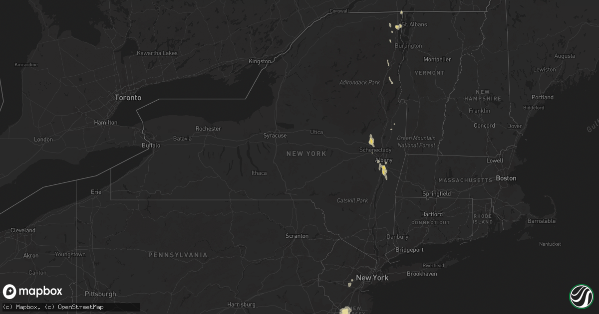Hail map in New York on July 4, 2023