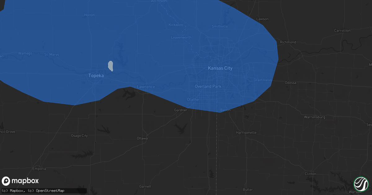 Hail map in Olathe, KS on July 4, 2023