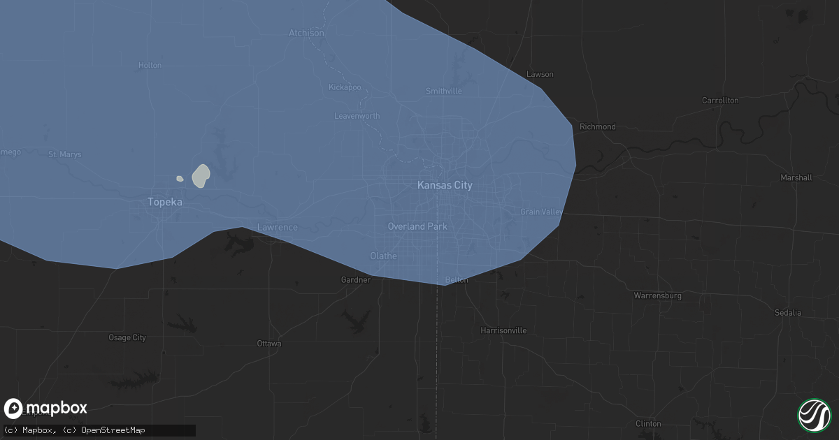 Hail map in Overland Park, KS on July 4, 2023