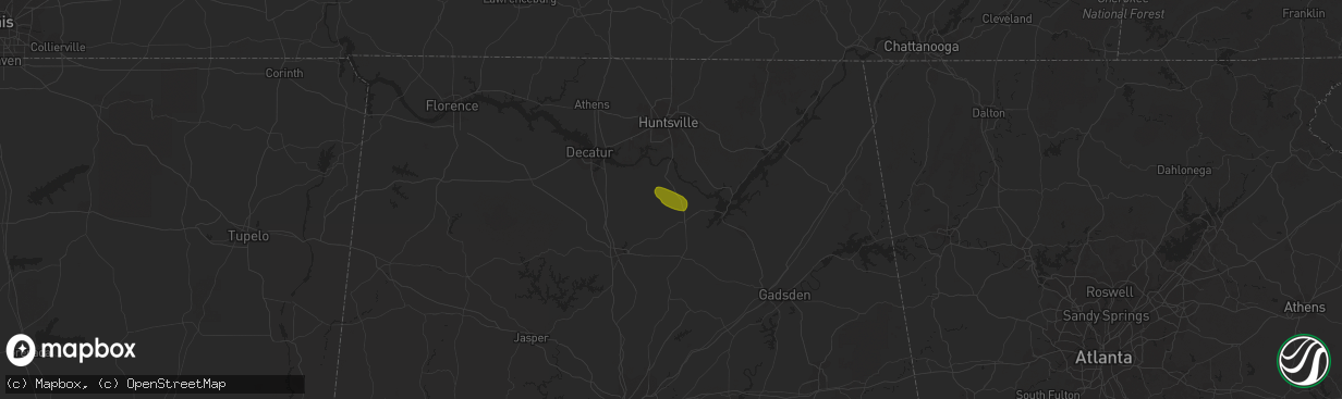 Hail map in Somerville, AL on July 4, 2023