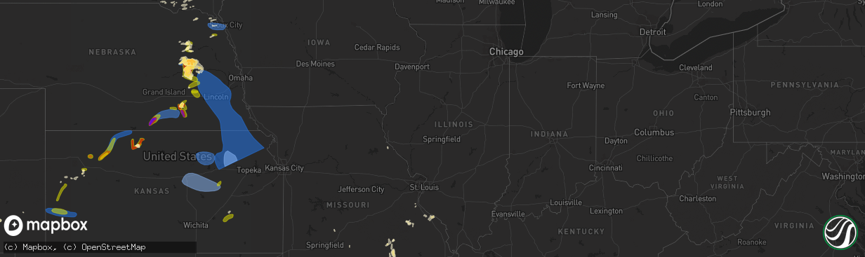 Hail map in South Dakota on July 4, 2023