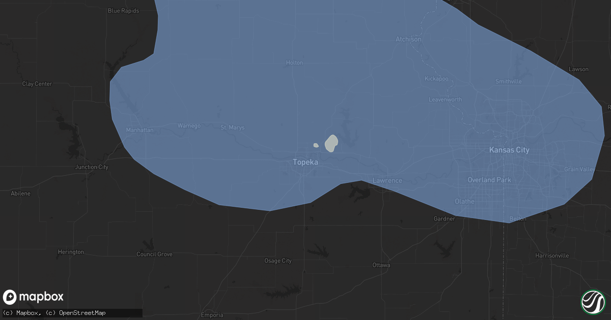 Hail map in Topeka, KS on July 4, 2023