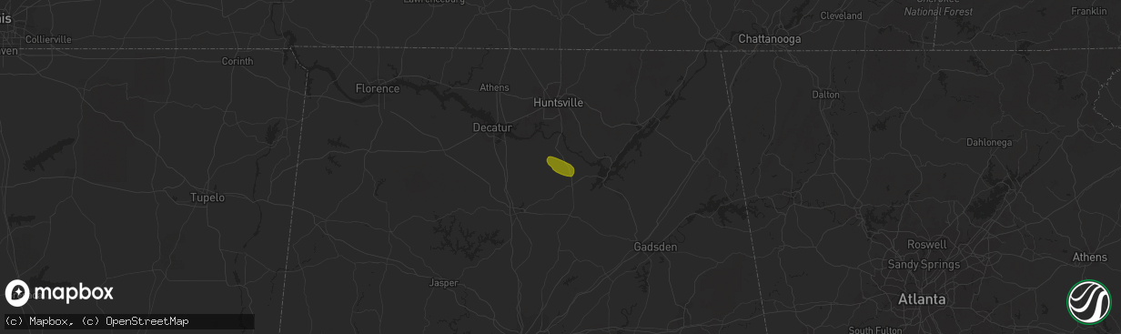 Hail map in Union Grove, AL on July 4, 2023
