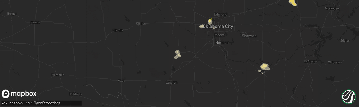 Hail map in Anadarko, OK on July 4, 2024