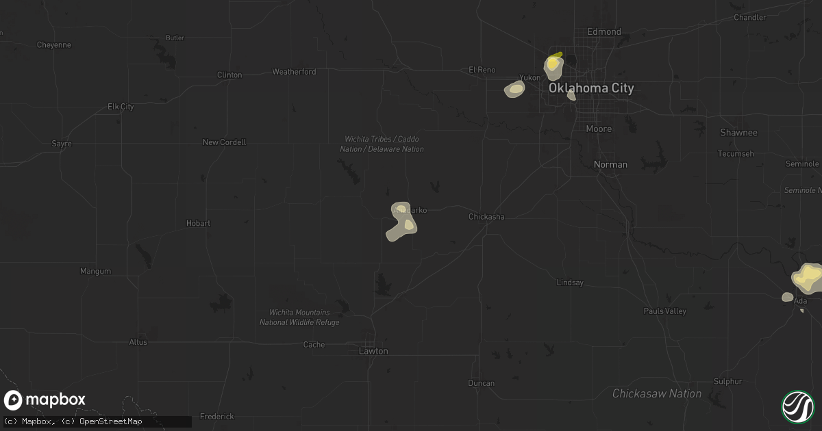 Hail map in Anadarko, OK on July 4, 2024