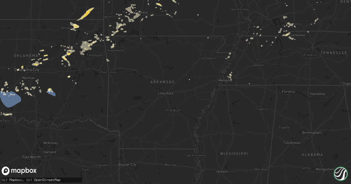 Hail map in Arkansas on July 4, 2024