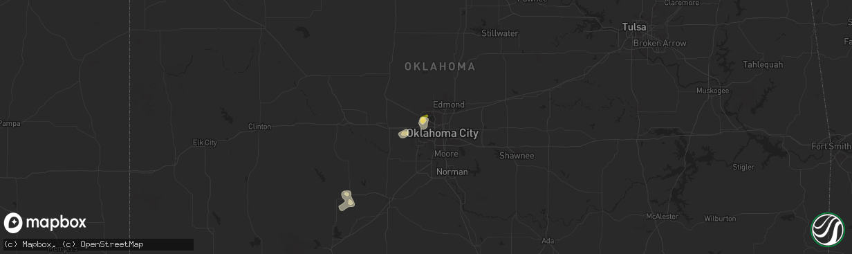 Hail map in Bethany, OK on July 4, 2024