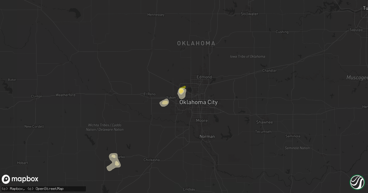 Hail map in Bethany, OK on July 4, 2024