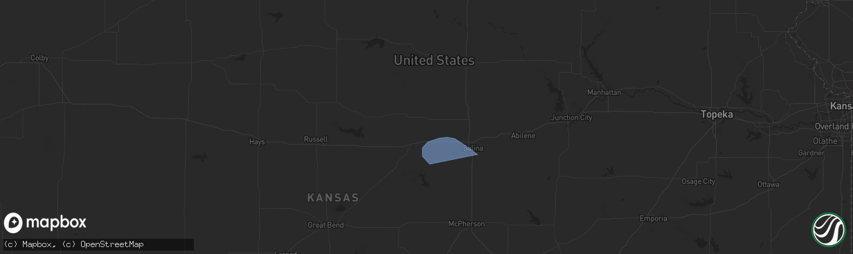 Hail map in Beverly, KS on July 4, 2024